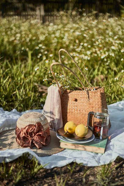 Summertime picnic setting on the grass - Photo, Image