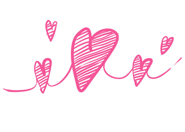 linked love with thin line handdrawn doodle style illustration - Vector, Imagen