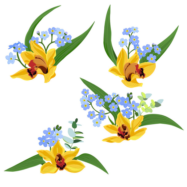 vector drawing orchid flowers - Διάνυσμα, εικόνα