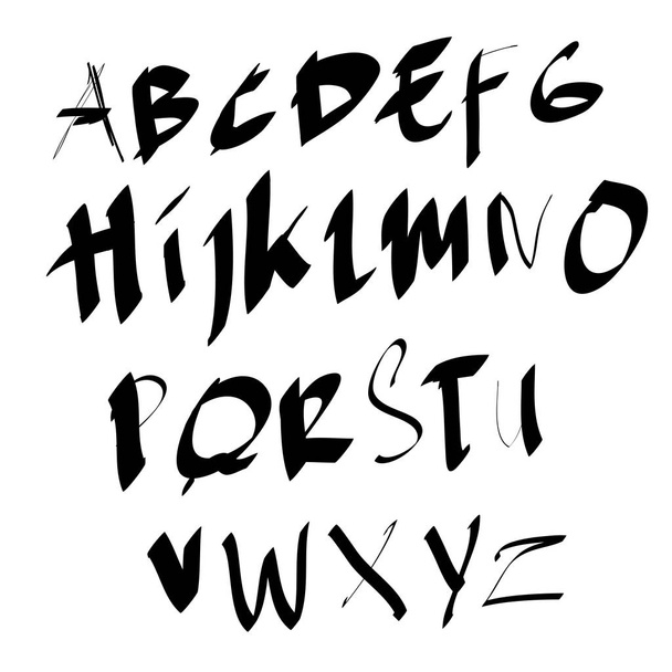 escrita à mão escova preto e branco alfabeto inglês letras doodle vetor Carta
 - Vetor, Imagem