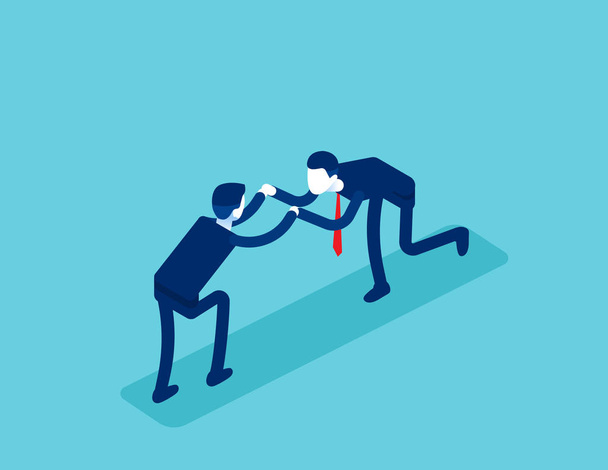 Isometric office workers to fight. Concept business conflict at work vector illustration, Business discord, Isometric  flat cartoon character design. - Vector, Image