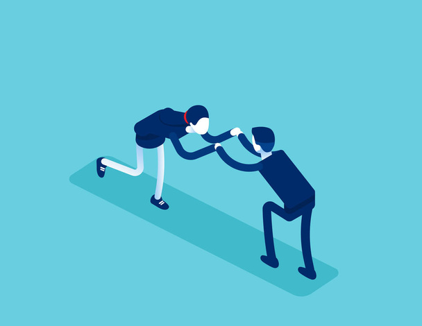 Isometric office workers to fight. Concept business conflict at work vector illustration, Business discord, Isometric  flat cartoon character design. - Vector, Image
