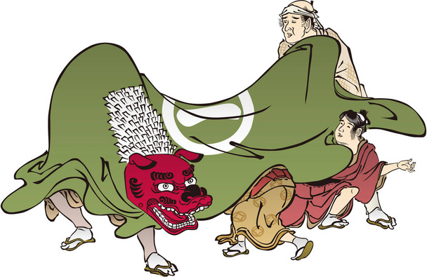  Danza del León de Ukiyo-e 1
 - Vector, Imagen