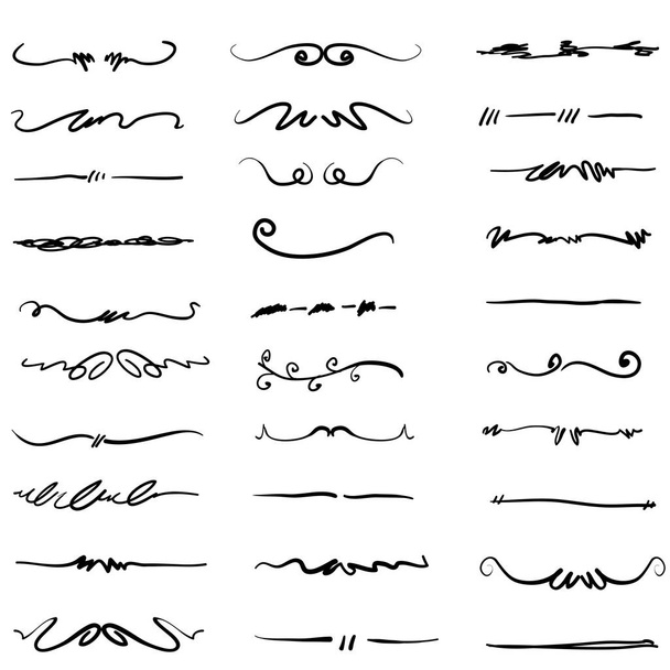 συλλογή χειρόγραφων περιγραμμάτων και διαχωριστικών με μοναδικό στυλ swirl doodle - Διάνυσμα, εικόνα