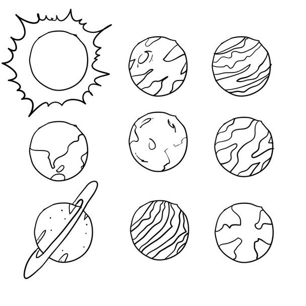 doodle sistema solar vector ilustración
 - Vector, Imagen