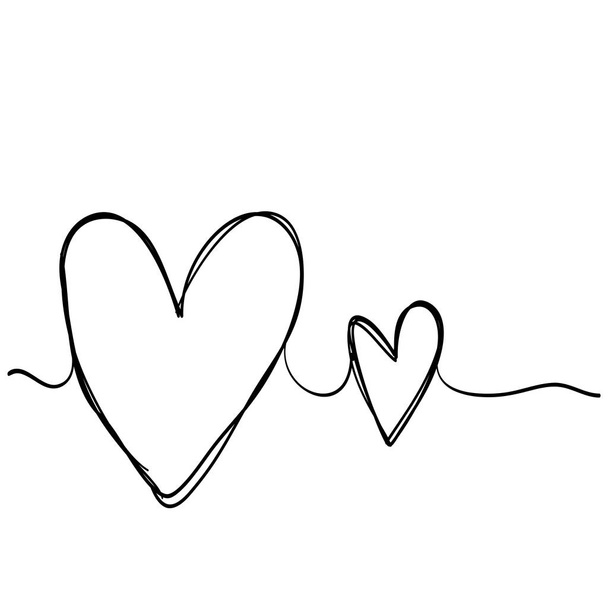Tangled grunge round scribble hand drawn heart with thin line, divider shape.doodle style vector - Vector, Image