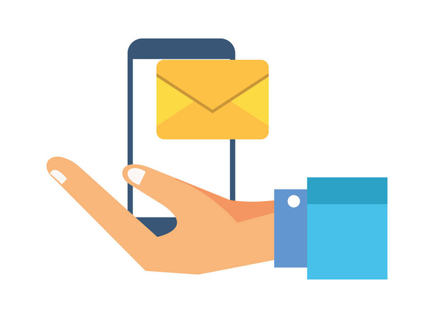 smartphone met enveloppe e-mail postdienst - Vector, afbeelding