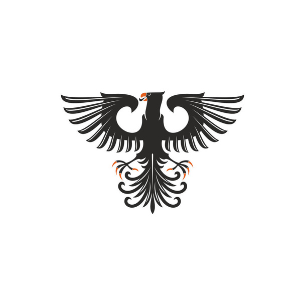 Zwarte adelaar heraldiek symbool geïsoleerde vogel mascotte - Vector, afbeelding
