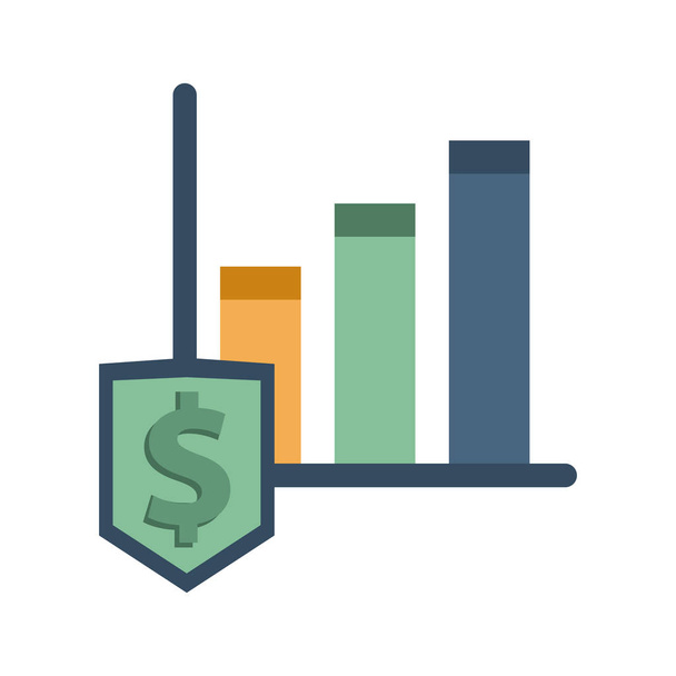 graphiques à barres de statistiques financières avec bouclier dollar
 - Vecteur, image