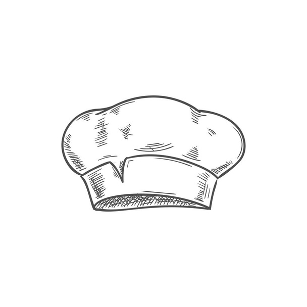 Bäcker, Küchenmeister oder Kochmütze isolierter Sketch - Vektor, Bild