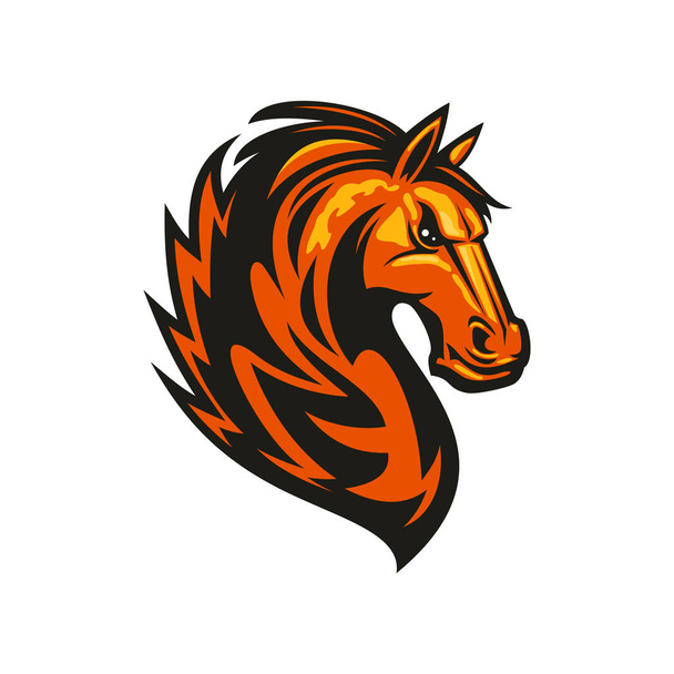 Mustang horse head isolate equestrian sport mascot - Vector, Image