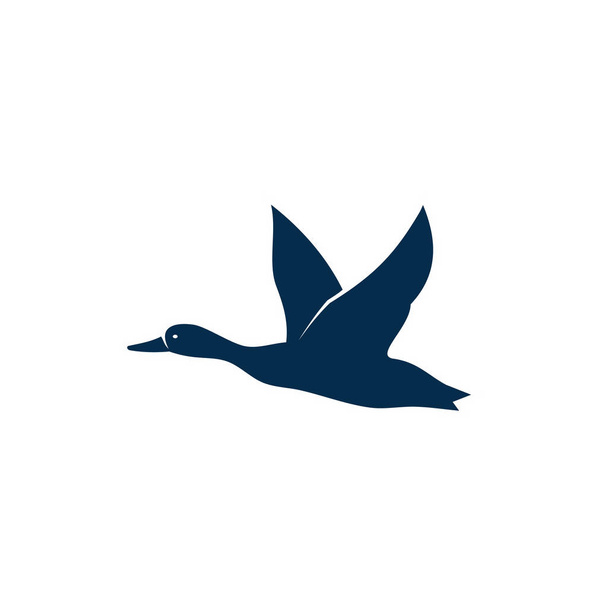 Pato isolado voando selvagem pássaro silhueta preta
 - Vetor, Imagem