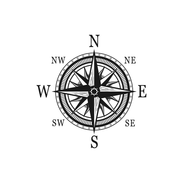 Vector icon of marine nautical navigation compass - Vector, Image