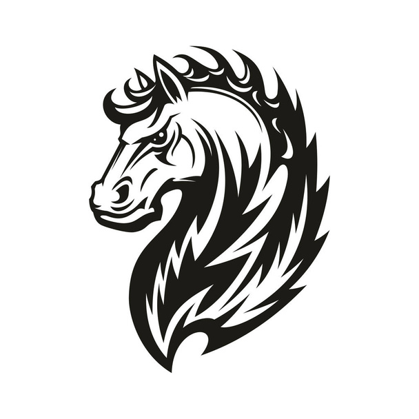 Törzsi lófej. Kabala vagy tetoválás - Vektor, kép