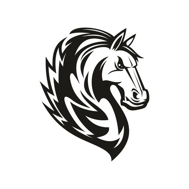 Mascota deportiva ecuestre, símbolo de cabeza de caballo
 - Vector, Imagen