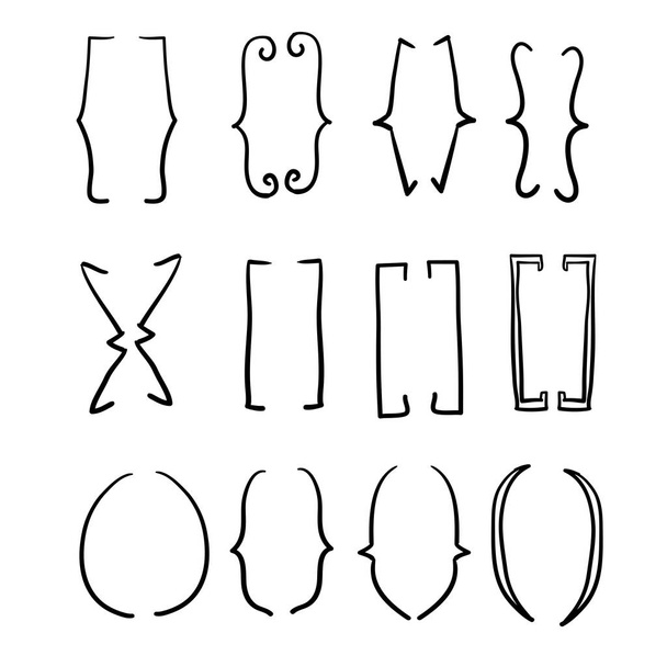 doodle bracket set illustration vector handdrawn style - Vector, Image