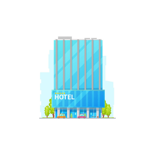 Ξενοδοχείο ή ξενώνας πολυώροφο κτίριο - Διάνυσμα, εικόνα