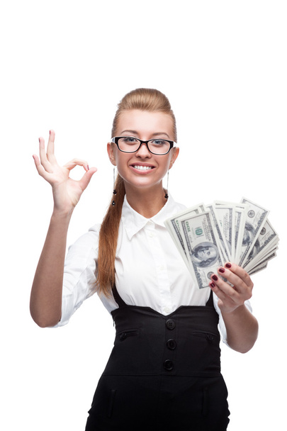 businesswoman holding money - Zdjęcie, obraz