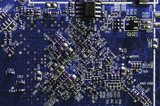 graphics card closeup. detail of electronic circuit - Photo, Image