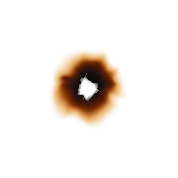 Paper sheet damaged by fire isolated burnt hole - Vector, Image