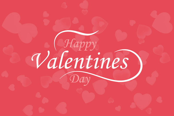 Happy Valentine Day. Greeting card of love with pink hearts and font inscription. Flat vector illustration EPS10 - Vector, Imagen
