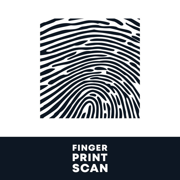 Fingerabdruckstempel. Biometrische Fingerabdruck-Scanvorlage isoliert auf weißem Hintergrund. Vektorillustration - Vektor, Bild
