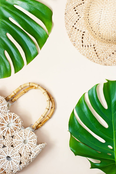 Tropical style  background with accessories - Fotoğraf, Görsel