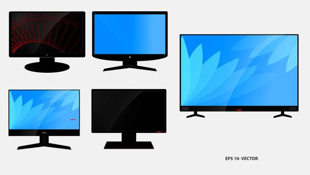 sada LCD TV ploché obrazovky nebo černé televizní rámeček nebo moderní prázdné obrazovky napodobit televizní koncept.   - Vektor, obrázek