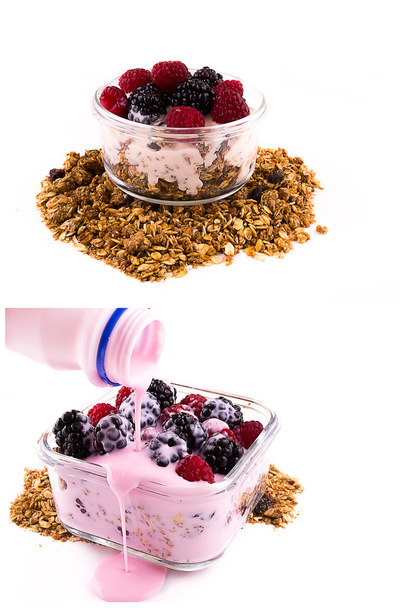 Yogurt with muesli and berries set - Fotó, kép