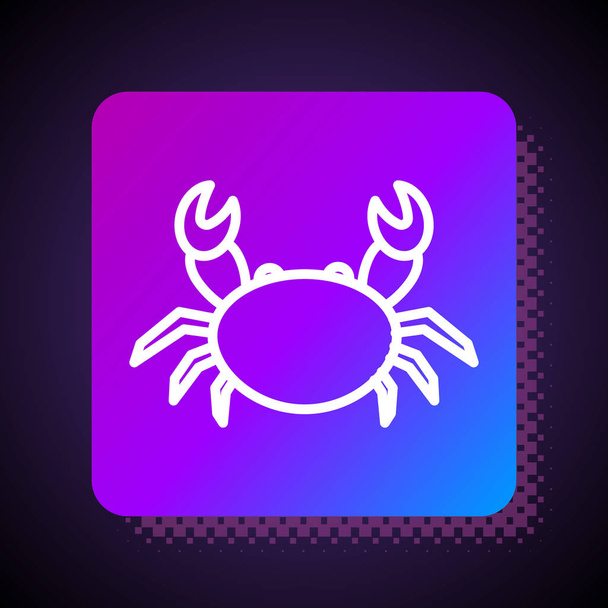 Valkoinen viiva Crab kuvake eristetty mustalla pohjalla. Neliön väripainike. Vektorikuvaus
 - Vektori, kuva