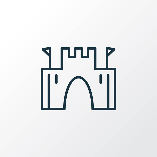 Символ линии значка замка. Высококачественный изолированный средневековый элемент башни в модном стиле
. - Фото, изображение