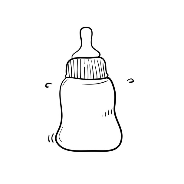 garrafa de bebê chupeta doodle vetor estilo desenhado à mão
 - Vetor, Imagem