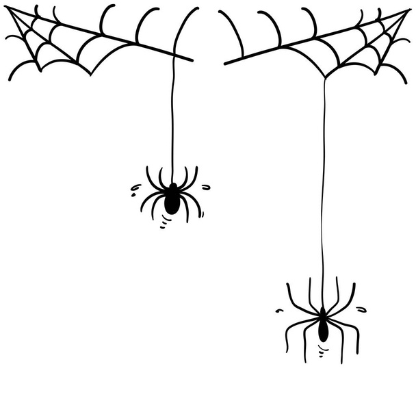 spider web illustration with handddrawn doodle style - Vector, Image