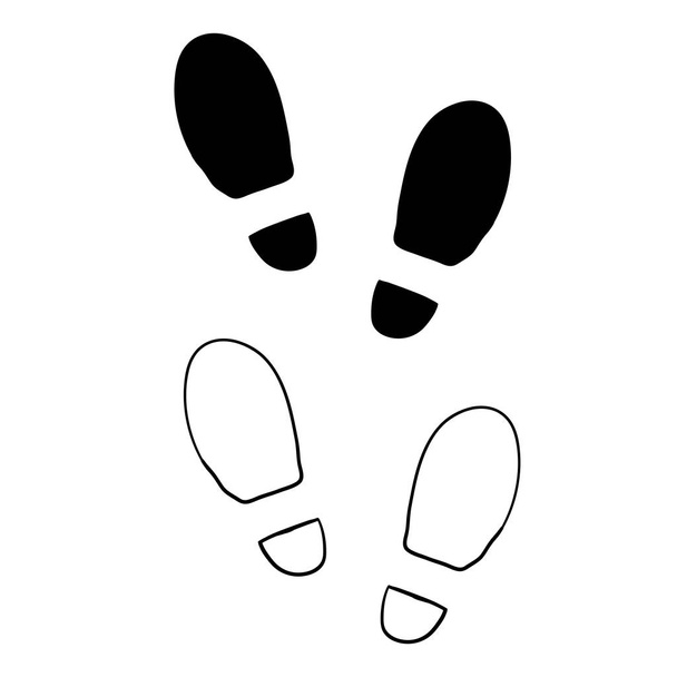 handgetekende schoenafdruk, voetafdruk illustratie met doodle cartoon stijl vector - Vector, afbeelding