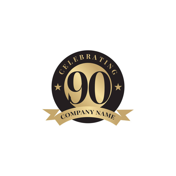 90esimo anno celebrando anniversario emblema logo design
 - Vettoriali, immagini