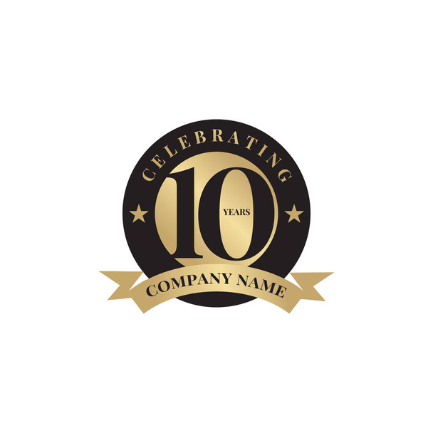 10. Jahr feiert Jubiläum Emblem Logo Design - Vektor, Bild