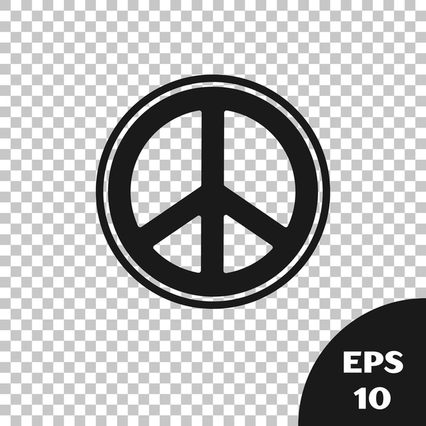 Černá ikona míru izolovaná na průhledném pozadí. Hippie symbol míru. Vektorová ilustrace - Vektor, obrázek