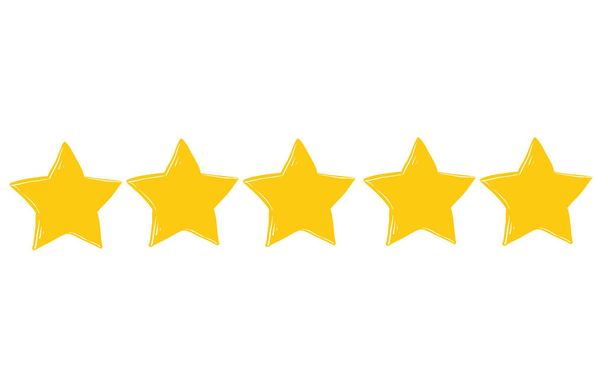 doodle Estrelas conjunto de ícones de classificação. Ícone de estrela de ouro conjunto isolado em um fundo branco com estilo desenhado à mão
 - Vetor, Imagem