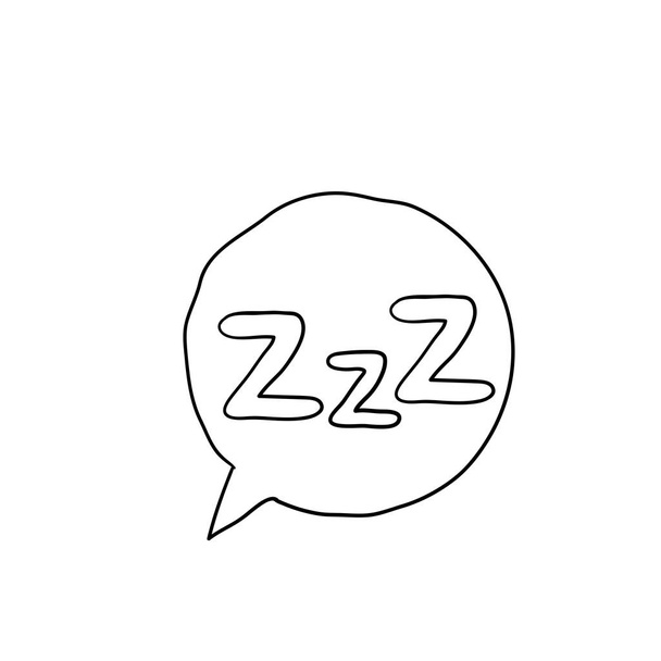 Sleepy zzz negro hablar icono de burbuja sobre fondo blanco. Concepto de diseño sobre el sueño, sueño, relajarse, insomnia.with dibujado a mano doodle estilo vector
 - Vector, imagen
