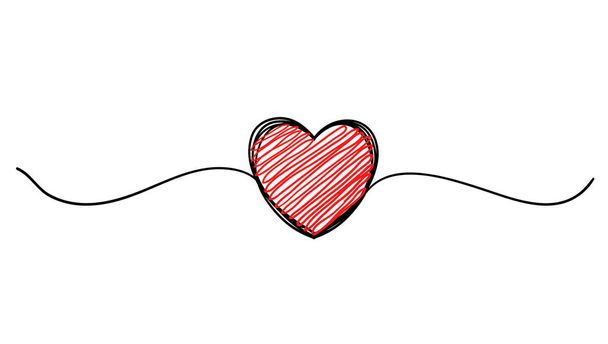 Запутанный гранж круглый каракули руки нарисовал сердце с тонкой линией, делитель формы. изолированный вектор непрерывного стиля линии
 - Вектор,изображение