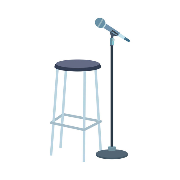 stołek barowy i ikona stojaka mikrofonowego, kolorowy design - Wektor, obraz