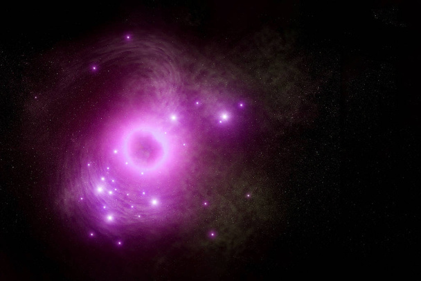 Um aglomerado de estrelas em luz rosa. Elementos desta imagem foram fornecidos pela NASA
 - Foto, Imagem