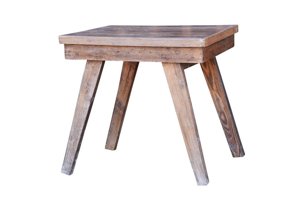 vieja mesa de madera aislada sobre fondo blanco. - Foto, imagen