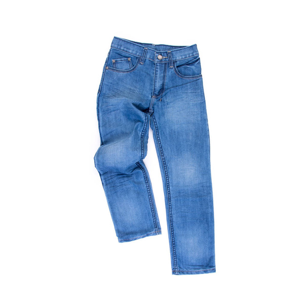 jean or blue jeans with concept on white background new. - Foto, Imagem