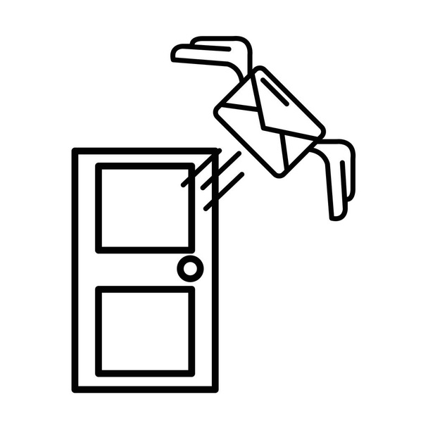 envelop post met vleugels en deurpost - Vector, afbeelding