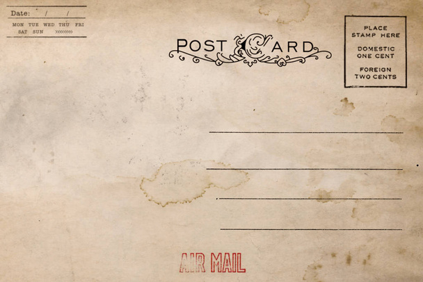 Parte de trás do cartão postal antigo com mancha suja - Foto, Imagem