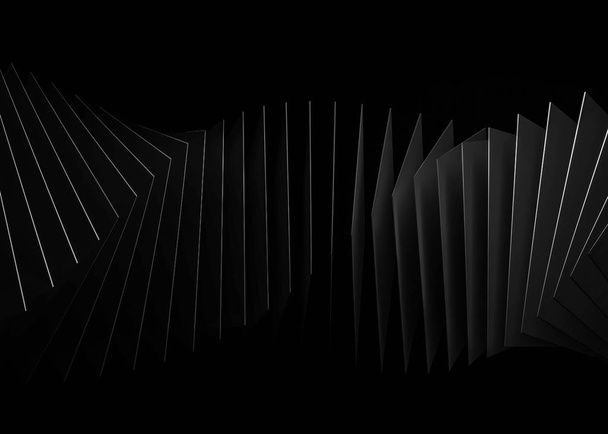 schwarze Quadrate bilden eine ringförmige Struktur Spirale Illustration 3d Render Illustration - Foto, Bild
