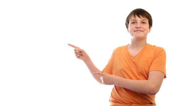 Adolescente chico apuntando, pulgares hacia arriba y asintiendo acuerdo
 - Metraje, vídeo