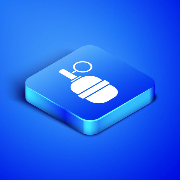Isometric Hand grenade icon isolated on blue background. Bomb explosion. Blue square button. Vector Illustration - Vector, Image