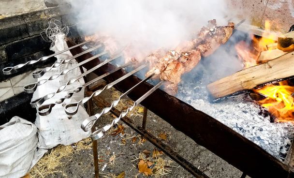 Celebramos o dia da aldeia, como podem kebabs sem carvão em
 - Foto, Imagem